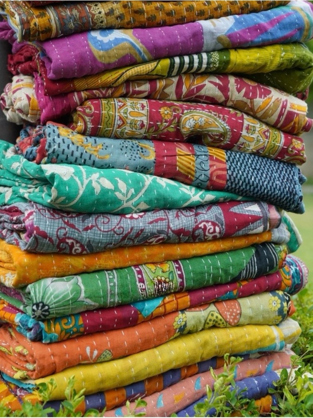 Surprise Indian Vintage Handmade Twin Size Kantha Quilt!